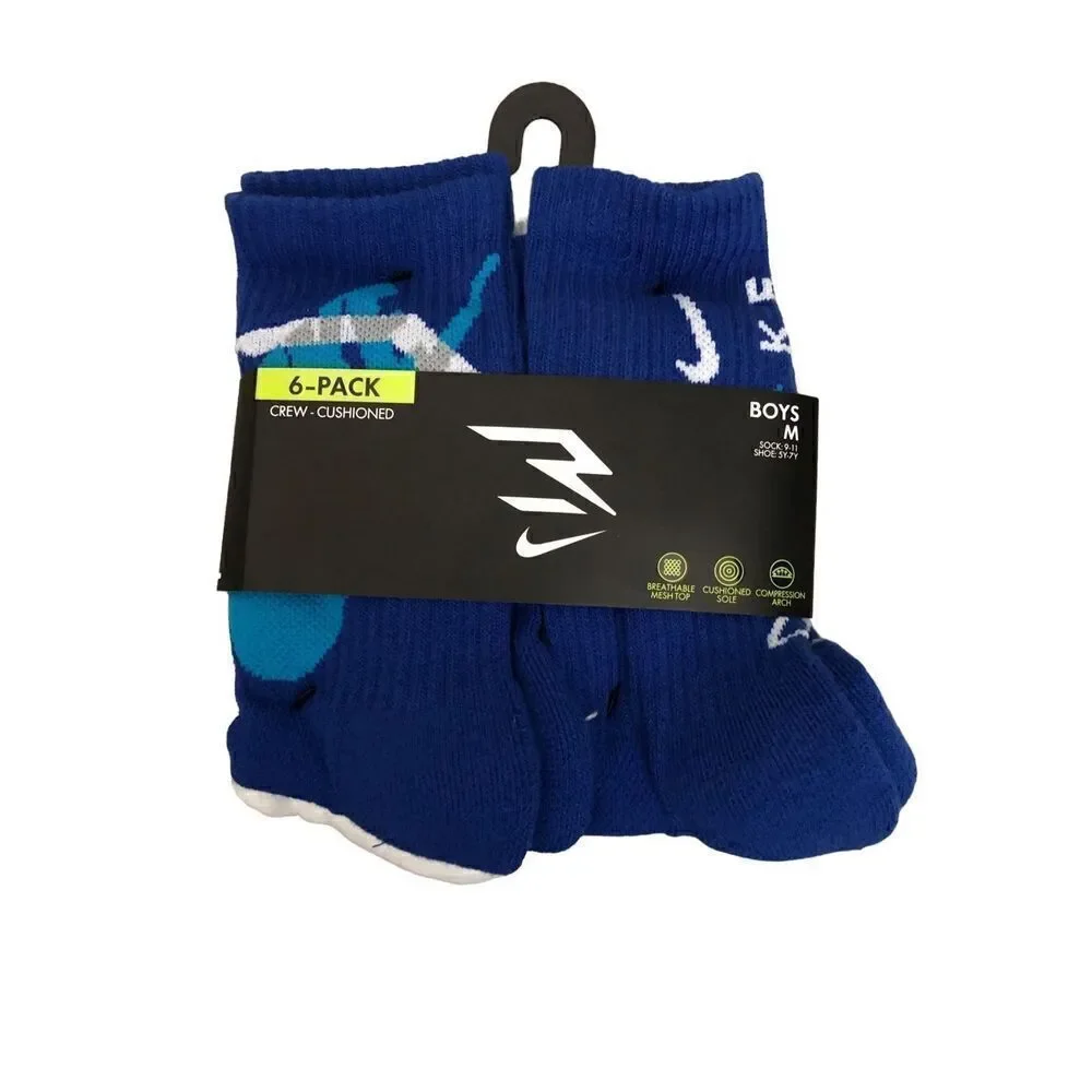 Nike x 3Brand 6-Pack Crew Socks Kids Size Medium